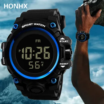 

HONHX Waterproof Men's Boy LED TPU Digital Stopwatch Date Sport Wrist Watch