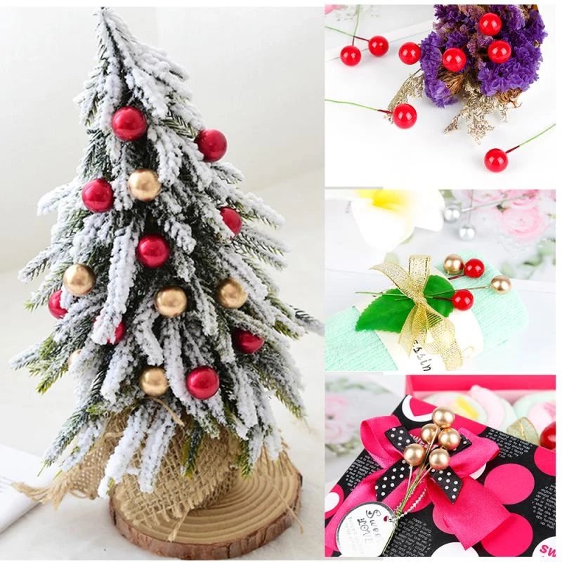 20-100Pcs Christmas Holly /& Berry Leaves Fabric Embellishments Craft Decors