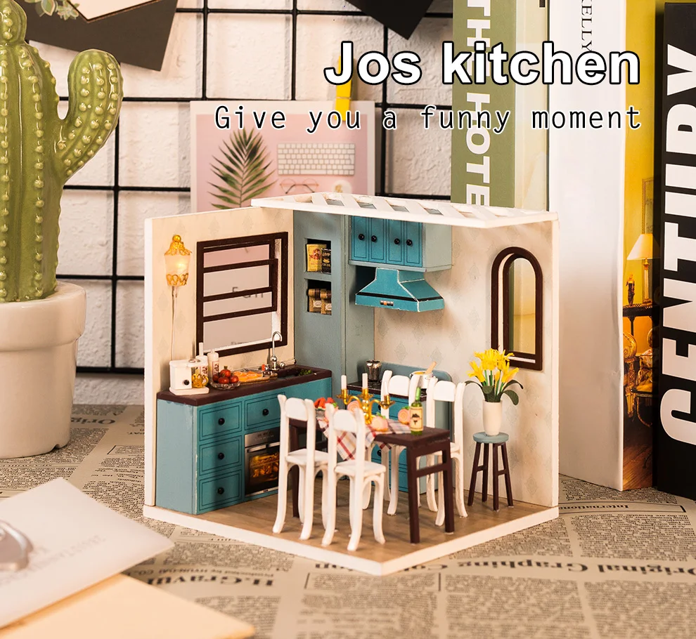 DIY деревянный кукольный дом кукольные домики миниатюрный Jos кухонный кукольный домик набор мебели игрушки для детей Рождественский подарок