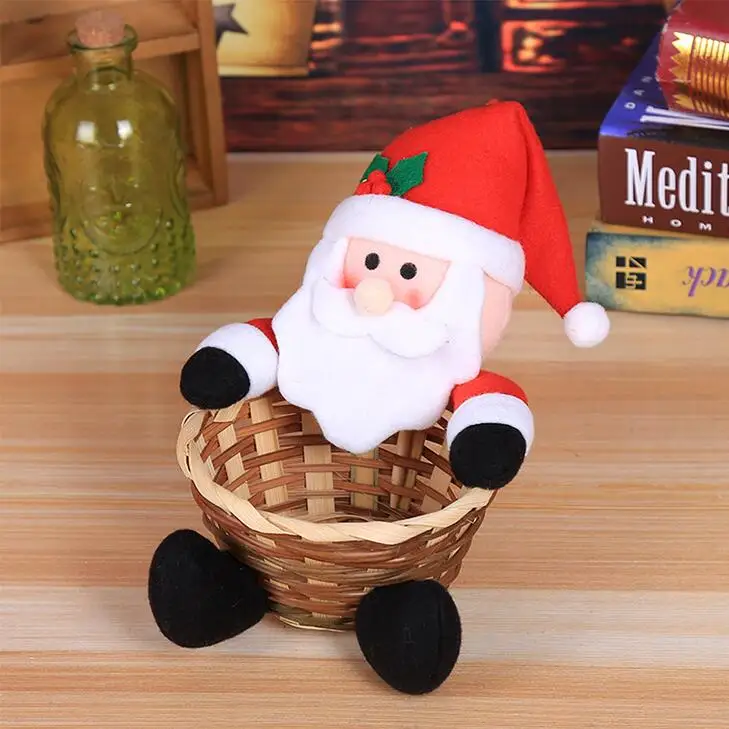 Christmas Candy Storage Basket Decoration Santa Claus Storage Basket Gift Desktop Decoration Santa Claus Storage Basket