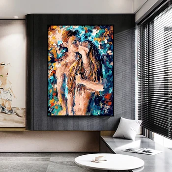 

Adult Creation Sexy Painting Nude Woman and Man Abstract Body Art Graffiti Oil Painting Canvas Bedroom Hotel Wall Decoration