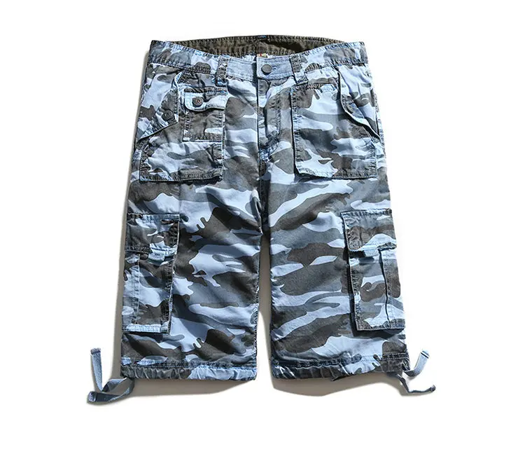 Sky Blue Camouflage Популярные красивые летние камуфляжные шорты, мужские повседневные шорты из хлопка высокого качества, одежда размера плюс, военные короткие брюки - Цвет: Sky Blue Camouflage