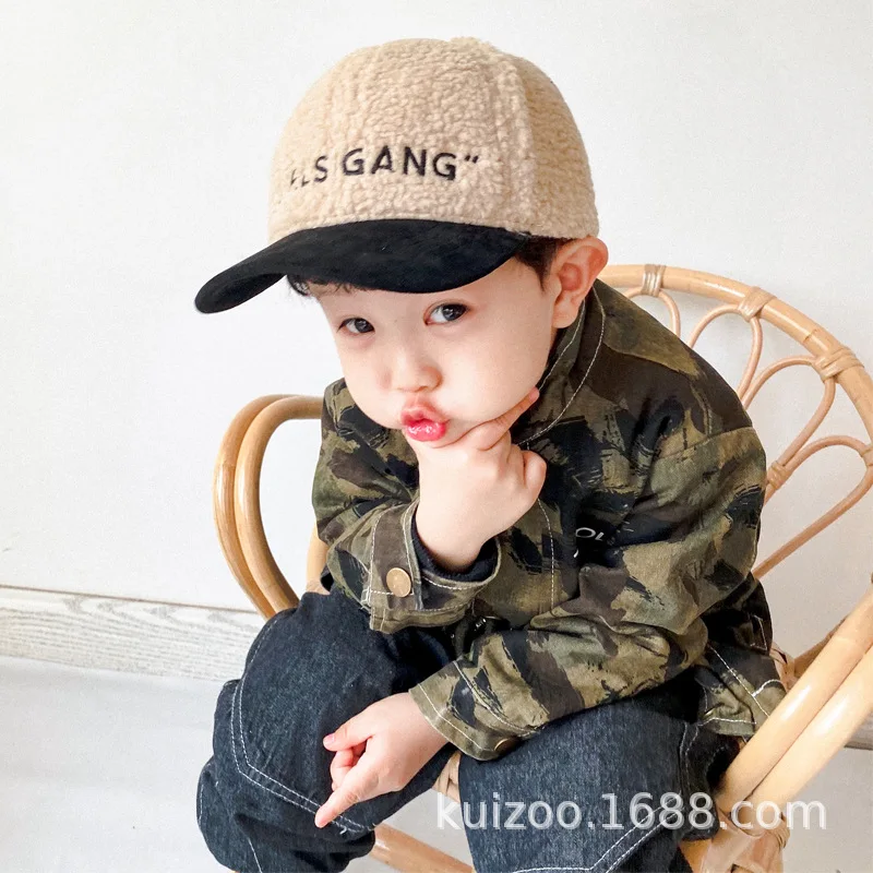 

Autumn And Winter INS Popular Brand Children Baseball Cap Men And Women Korean-style Parent And Child Trendy Letters Warm Cricke