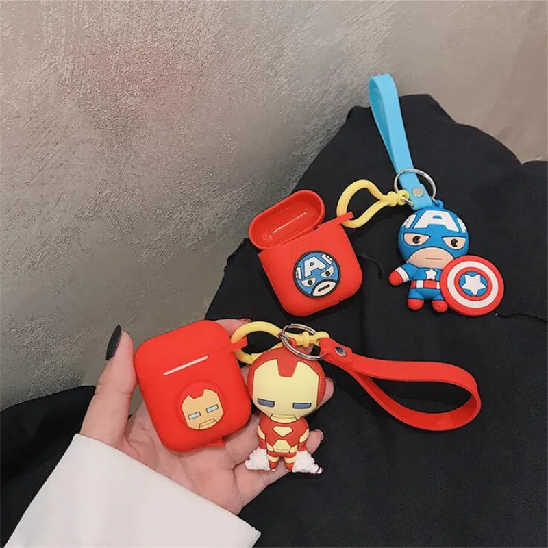 Marvel пленка Bluetooth шкаф для хранения гарнитуры Железный человек Спайдермен, Супермен, Бэтмен Капитан Америка Airpods зарядная коробка силиконовый чехол