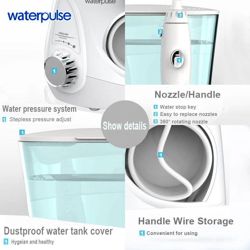 Waterpulse V600 Oral Irrigator Dental Water Flosser Teeth Cleaner Water Floss Oral Hygiene Dental Flosser Water Flossing
