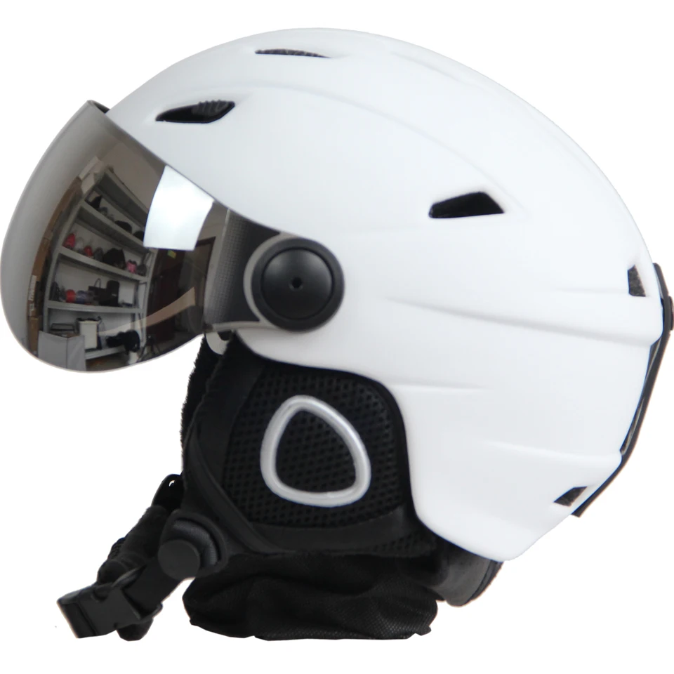 Полузакрытый лыжный шлем с очками козырек для сноуборда зимний Снежный саней