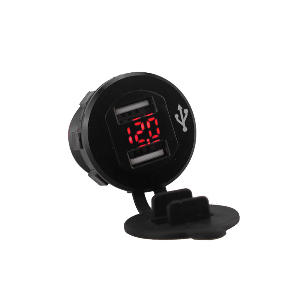 Dual USB Car Charger LED Display Car Charger Metal Power Outlet For Huawei P20 P30 Pro Xiaomi USB Car Charger Fast Charging