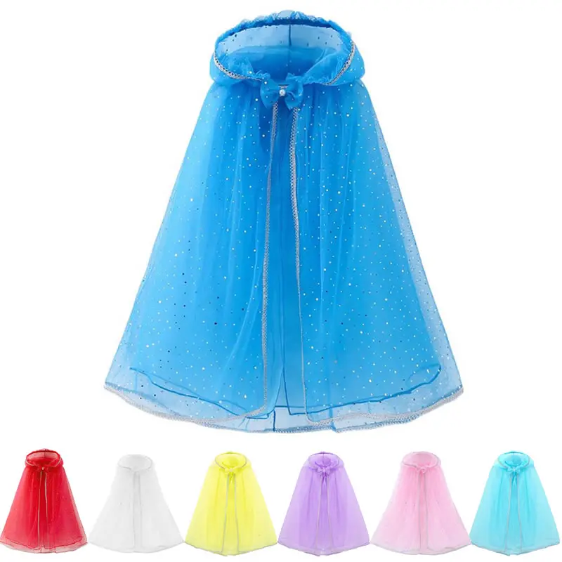 Meninas com Capuz Capa de Tule Crianças Cosplay Acessórios Vestido Cabelo Mágico Dormir Beleza Belle Manteau Princesa Festa Suprimentos