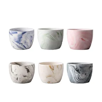 

6 Pcs Marble Grain Flower Pot Cylinder Succulent Pot Colored Ceramic Decorations Plants Succulent Potted Holder for Home Garden