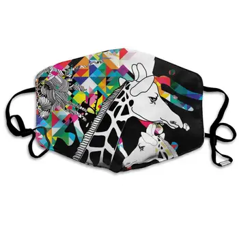 

Abstract Colored Giraffe Art Painting Washable Reusable Mask, Cotton Anti Dust Half Face Mouth Mask For Kids Teens Men Women