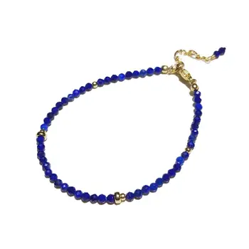 

Lii Ji Natural Real Stone 2mm Lapis Lazuli American 14K Gold Filled Bracelet 15cm+2cm