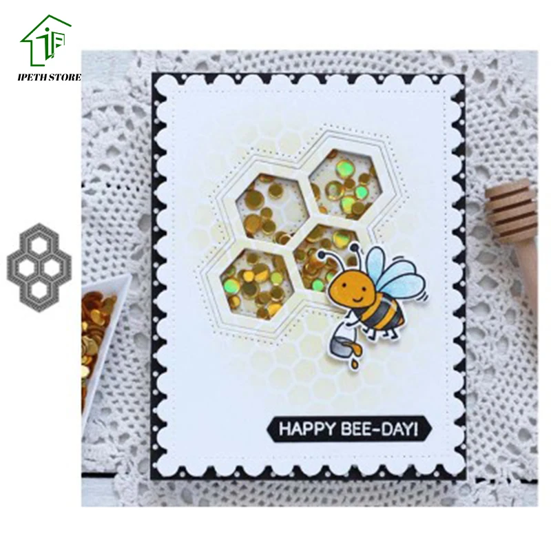 Пчелиное гнездо с шестигранной рамкой для резки металла DIY Скрапбукинг