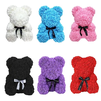 

40cm Rose Bear Heart Artificial Flower Rose Teddy Bear Stuffed Plush Gift For Women Valentine's Wedding Birthday Christmas Gift