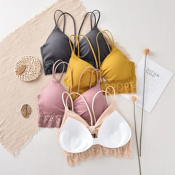 

Women Tube Top Push Up Bra Lace Bralette Backless Crop Top Cross Back Bandeau Top Sexy Lingerie Female Tank Top Underwear