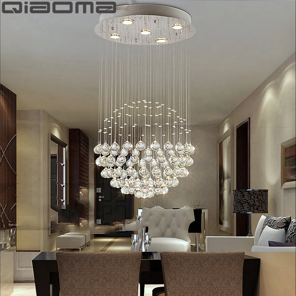 Modern Large Crystal Chandeliers | Fixture for Lobby Staircase | Long Spiral Crystal Light Lustre Ceiling Lamp image 6