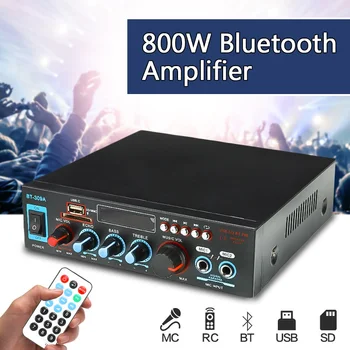 

12/220V 800W Home Theater Amplifiers Bluetooth HIFI Audio Power Amplifier Audio with Remote Control Support SD Card FM USB