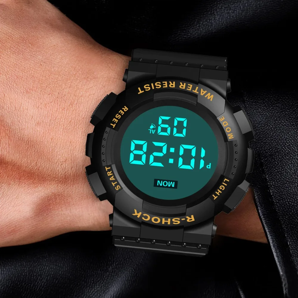 HONHX Relogio Digital Masculino, простые спортивные часы с циферблатом, Мужские Цифровые, светодиодный, водонепроницаемые часы, дата, электронные часы A15