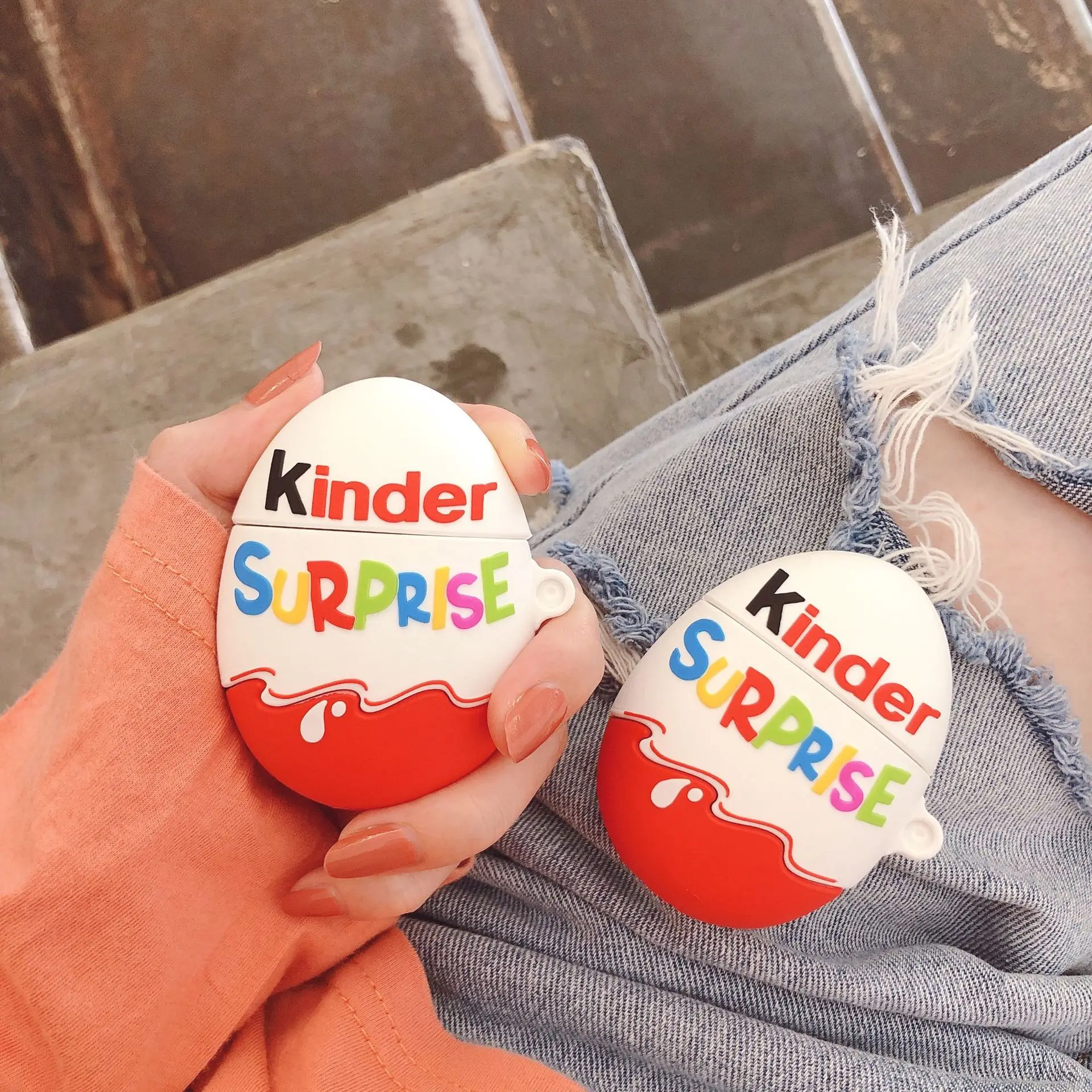 

Cute Kinder SURPRISE Egg Silicone Cases Keychain for AirPods Wireless Earphone Bluetooth Protective Cover Accessories