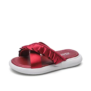 

Summer New Children's Slippers Girls Flat Non-slip Middle-aged Children's Lace Beach Sandals And Slippers Soft Bottom Size 26-36
