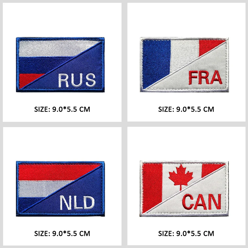 Description Picture 4 of itemFlag coding Brazil Spain Russia Embroidered Hook Loop badge Cloth Stickers Army Tactical Patch Backpack Hat Personality Military