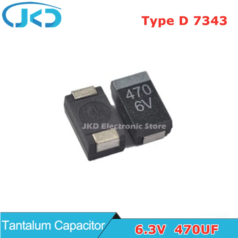 model: W6695VIIO-2628XB Aexit 10 Unids SMT SMD 7343 D Tipo 470uF 6V 7.3x4.3x3mm Chip Negro Tantalum Capacitor 