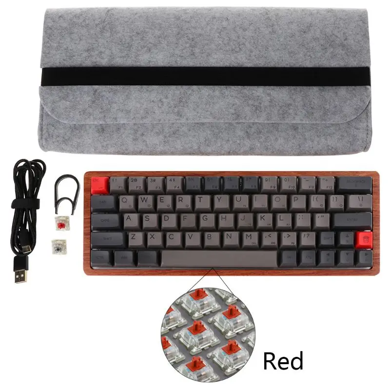 1 комплект портативная GK64 Механическая игровая клавиатура оптический Вишневый переключатель RGB светодиодный с подсветкой Проводная клавиатура термосублимационная клавиша - Цвет: Красный
