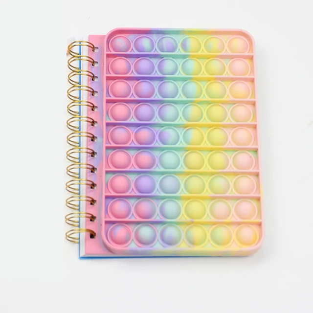 New Caderno Desk Calendar Pop its Notebook Bubble Fingertip Silicone Case Notepad Student Decompression Stationery Toys Gift A6 pink