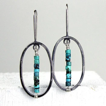 

Bohemian Retro Earrings for Women Ethnic Circle Oval Hollow Vintage Metal Wooden Beaded Drop Earring Jewelry Gifts O3D425