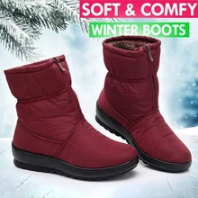 Женские зимние ботинки; утепленные флисовые теплые Нескользящие Водонепроницаемые зимние ботинки на молнии; уличная теплая прогулочная обувь