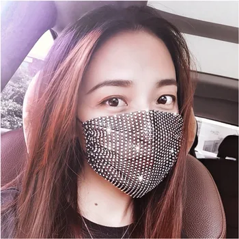 

Unisex Fashion Shining Rhinestone Decoration Elastic Mask Jewellery Dance Party Cosplay Night Club Crystal Masks Face Jewelry
