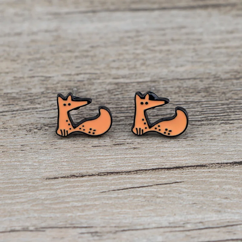K629 Le Petit Prince and Fox милые аниме из мультфильмов серьги-гвоздики для женщин дети эмаль пирсинг серьги ювелирные подарки для девочек