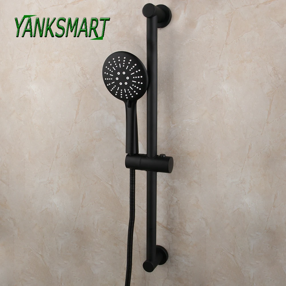 yanksmart-black-adjustable-shower-slide-bar-bathroom-shower-faucet-set-wall-mounted-rainfall-hand-shower-bathtub-faucet-taps