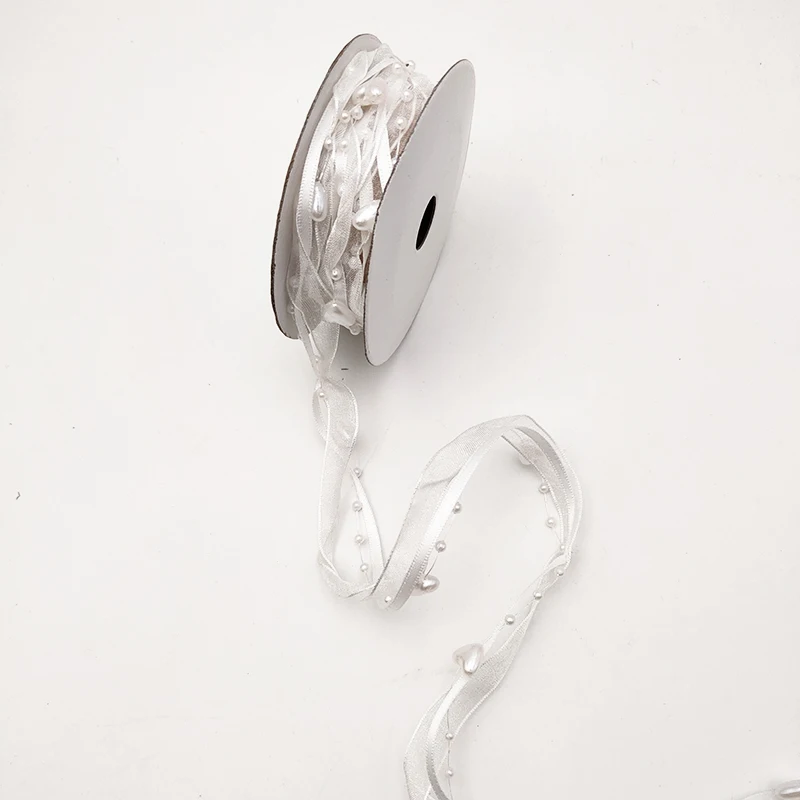 white Искусственный жемчуг, выслушиваемые бусины, цепь, Organdy Organza Garland DIY, Свадебная вечеринка, подарочная упаковка, букет невесты, украшение для волос - Цвет: white