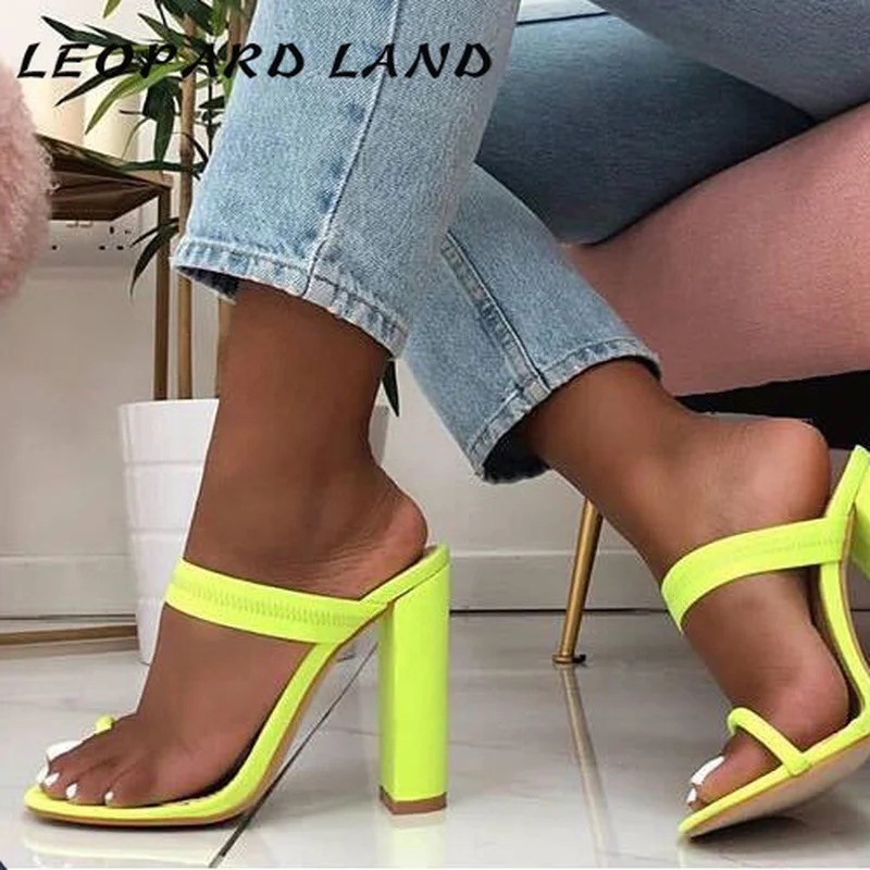 LEOPARD LAND 2020 Women Sandals Spring Summer Minimalist Word Set Toe Thick Slippers Perennial Spot Do 42 WBL-516-19 | Обувь