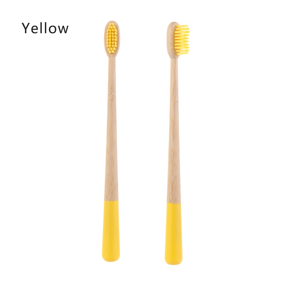 1PC Bamboo Toothbrush Vegan Biodegradable Eco Soft Medium Dental Health Natural Brush Wood Handle Oral Hygiene Care Tools - Цвет: yellow