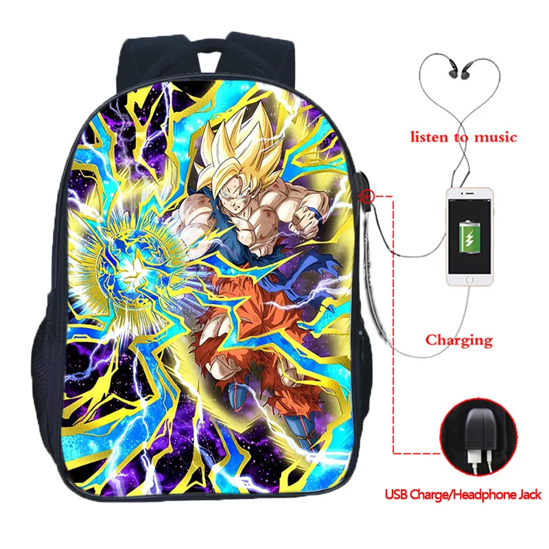 Dragon Ball Z Многофункциональный рюкзак Goku Vegeta школьные сумки для подростков девочек мальчиков зарядка через usb ноутбук рюкзак дорожные сумки