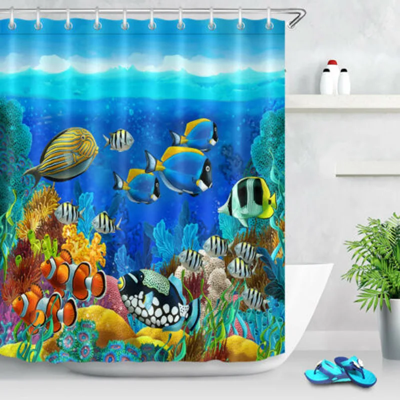 Underwater Ocean Animals And Plants 12PCS bathroom curtain hook ring for bathroom creative decoration 