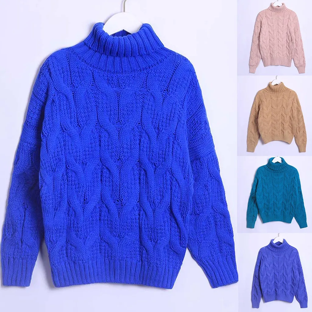 

Women Sweater Women's Fashion Long Sleeve Turtle Cowl Neck Knitted Wrap Pullover Tops Warm Solid Color Winter Sweater #45