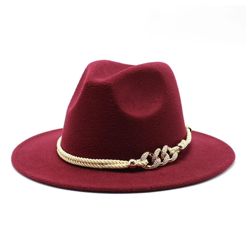 Branco de Borda Chapéu para Homem Chapéu Preto Larga Simples Igreja Derby Panamá Sólido Feltro Fedoras Feminino lã Artificial Mistura Jazz Boné - 13 Acessórios da Moda