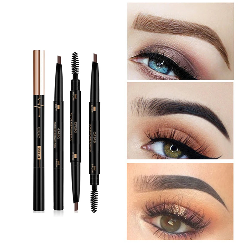 Двухсторонний карандаш для бровей, тени для бровей, косметика, натуральный стойкий карандаш для татуажа бровей, водостойкая Вращающаяся ручка для бровей