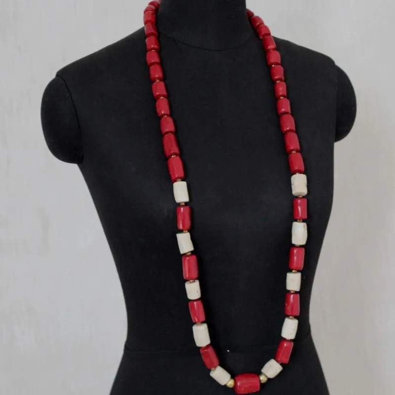 4 UJewelry, 13 мм, украшение с коралловыми бусинами, набор для мужчин, жених, длинный дизайн, Красный/винный и белый Африканский набор свадебных украшений