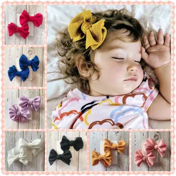 

2020 New 2Pcs/Set Infant Kids Baby Girls Hair Bow Clips Headwear Ribbon Bowknot Barrettes Baby Solid Headwear