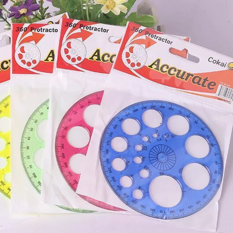 1 PCS Stationery 360 Degree Round Ruler Transparent Circle Office School Drafting Supply Protractor Template rotatable ruler drawing ruler ruler set