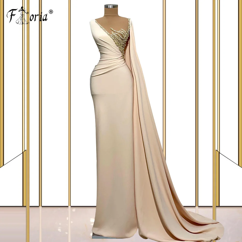 Ivory Dubai Formal Beaded Prom Dresses Plus Size Mermaid Prom Dress