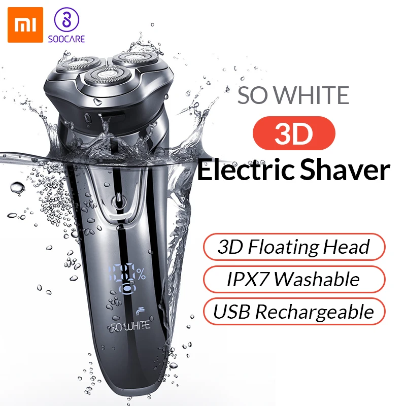 Дешево Оригинал Soocas SO WHITE Беспроводная 3D электрическая бритва Xiaomi Smart usb зарядка IPX7 Водонепроницаемая блокирующая защита для мужчин