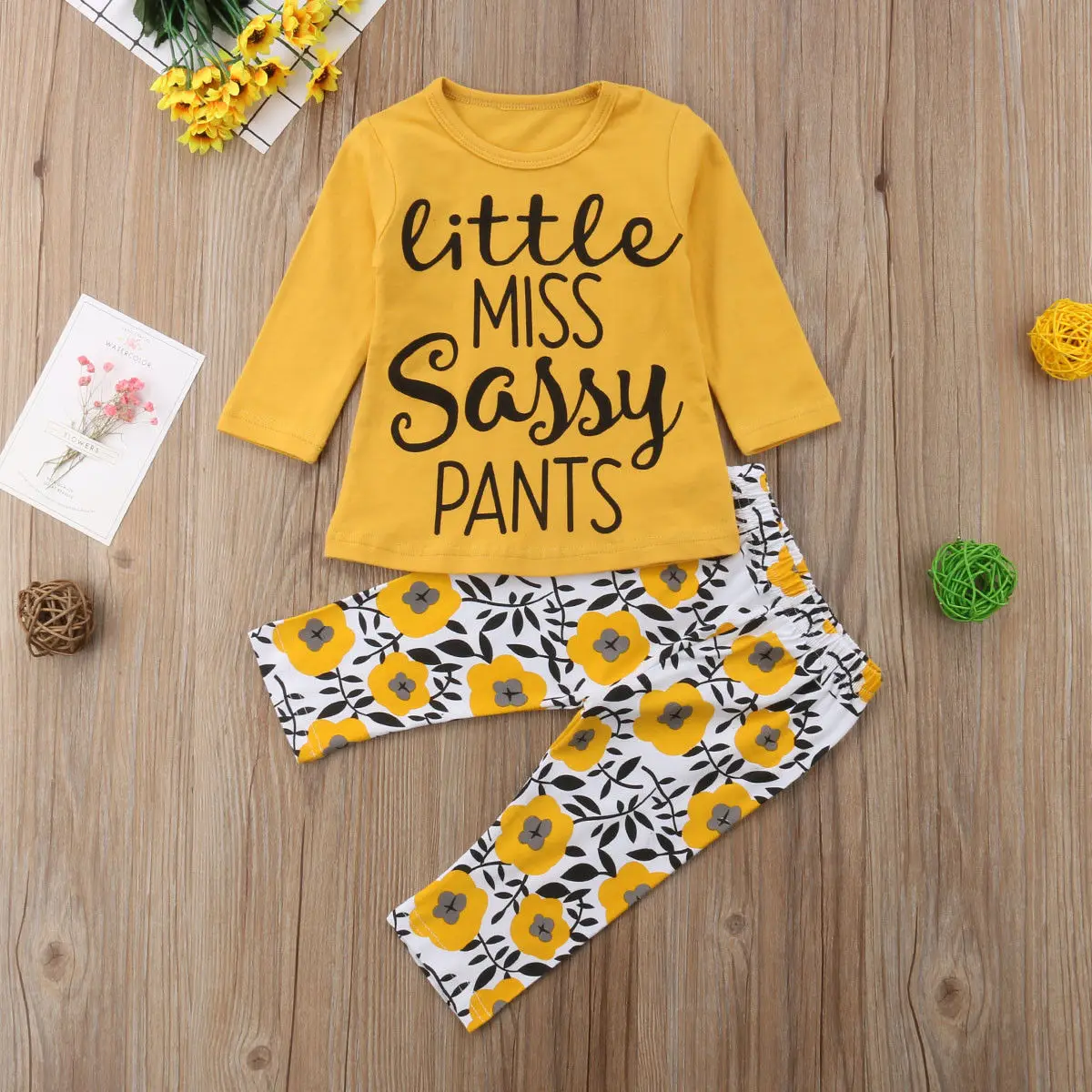 

2PCS Baby Girls Outfits T-shirt+Pants Set Toddler Autumn Long Sleeves Clothes Tracksuit