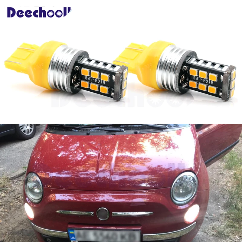 

7443 LED CANBUS No Error 6000K 7443 T20 W21W LED Bulbs for Fiat 500 2009-2016 Daytime Running Lights White Red Yellow 12V RDL