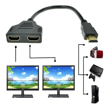

HDMI Splitter 1 In 2 Out Male to Femal 1080P 2 Port Video Cable Adapter hdmi Switch Converter For Audio TV DVD 0.3M