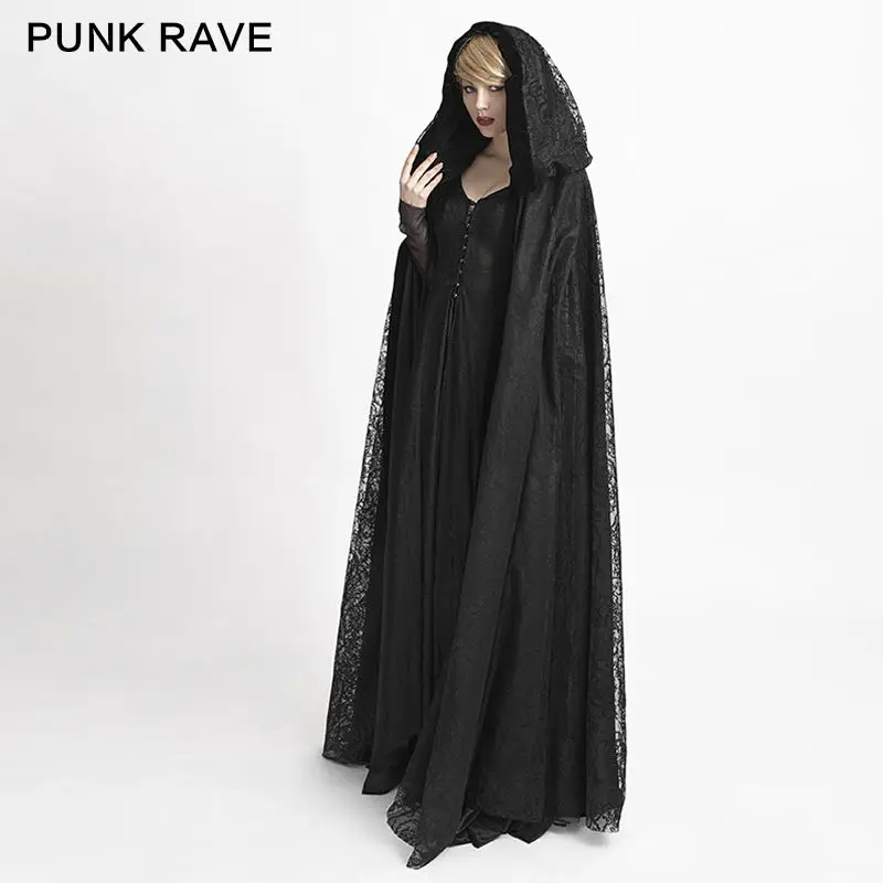 Punk Rave Umhang 2Way Cape Kapuze Vampire Gothic Steampunk LARP Samt Mantel Y629 