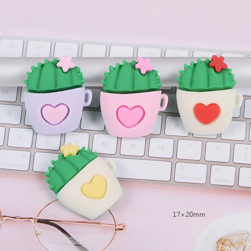 

10Pcs Kawaii Cactus Cup Flatback Resin Cabochon Flat back Cabochons Embellishments for Scrapbooking DIY Jewelry Pendants Charms
